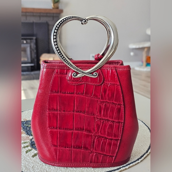 Brighton Handbags - Brighton Red Croc-Embossed Heart Handle Bag
